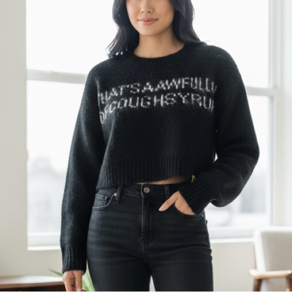 That’s a Awful Lot of Cough Syrup women’s mohair‎ Cropped Sweater Black medium